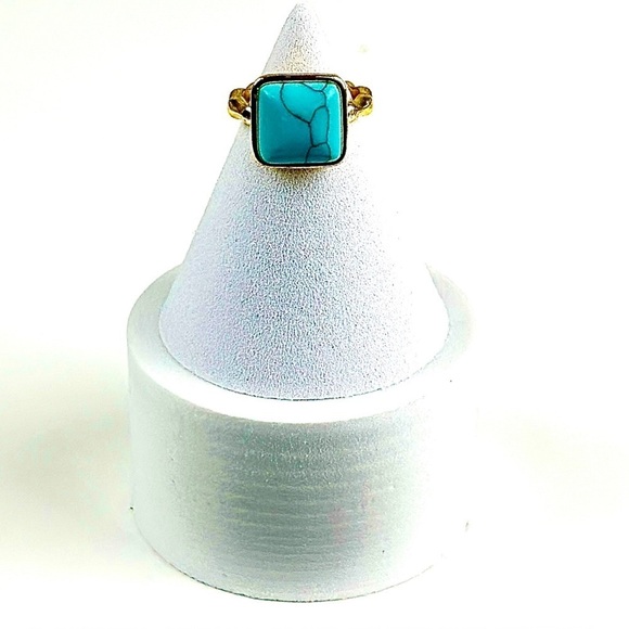 Classic Big‎ Square Turquoise Women's Ring - Picture 2 of 5